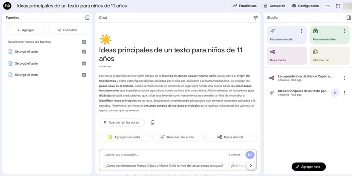 Una vez que subes tus documentos, puedes pedirle que haga cosas asombrosas Una vez que subes tus documentos, puedes pedirle que haga cosas asombrosas